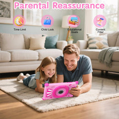ascrecem Kids Tablets 7 Inch Android 15 Toddler Tablet for Kids with 2.4G+5G WiFi6 Penta Core 6GB RAM 32GB ROM Baby Tablet Dual Camera 128GB Expandable Parental Control Educational Games (Pink)