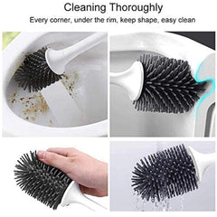 Silicone Toilet Brush and Holder,Bathroom Toilet Brush Holder Set,Silicone Toilet Cleaning Brush Kit with Soft Bristle Brush (Flooring)