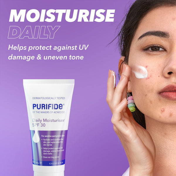 Purifide by Acnecide SPF 30 Daily Face Moisturiser for Acne Prone Skin & Blemish Control 50ml