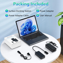 New Microsoft Surface Dock Triple Displays Dual HDMI+VGA with Power Adapter,12 in 1 Surface Docking Station for Microsoft Surface Pro 12/11/10/9/8/X/7/6/5/4/3,Surface Laptop 7/6/5/4/3/2/1,Book Go