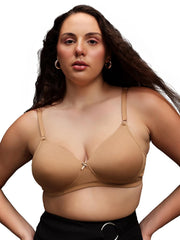 Clovia Ladies Cotton Padded Non-Wired T-Shirt Bra Beige, beige, 34C