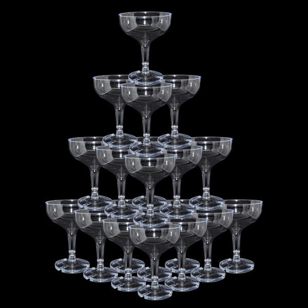 KYAPCK 50 Pcs Plastic Champagne Coupe Glasses for Parties, 5 oz Disposable Champagne Glasses Unbreakable Acrylic Martini Glasses (Clear)