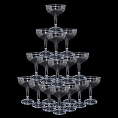 KYAPCK 50 Pcs Plastic Champagne Coupe Glasses for Parties, 5 oz Disposable Champagne Glasses Unbreakable Acrylic Martini Glasses (Clear)