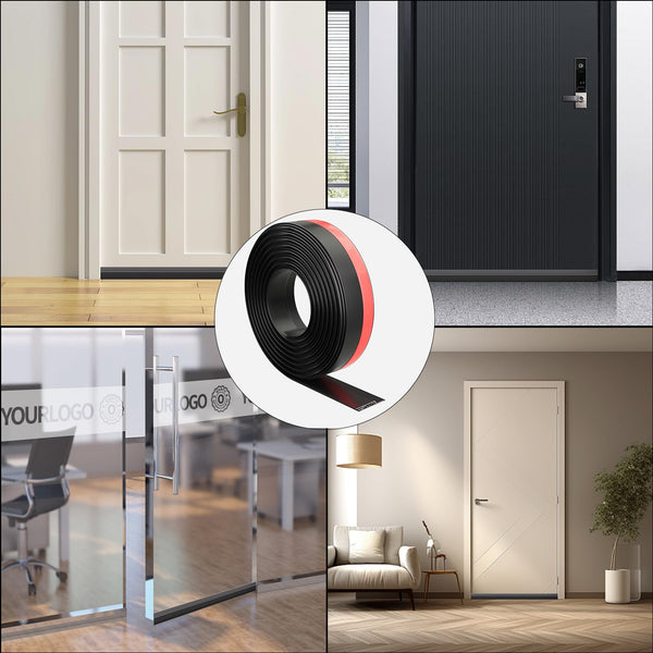 ESUFEIR 39"/1M Draft Excluder for Doors,Self Adhesive Draught Excluder for Bottom of Door,Silicone Draft Stopper Seal Strip for Soundproofing and Insulatuion,Black 39" L x2" W
