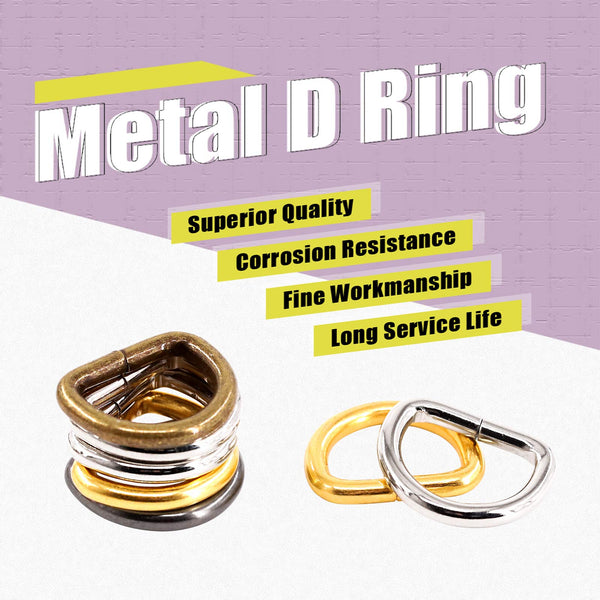 Swpeet Assorted Multi-Purpose Metal D Ring Semi-Circular D Ring Pack of 150, Mixed, 1/2 inch