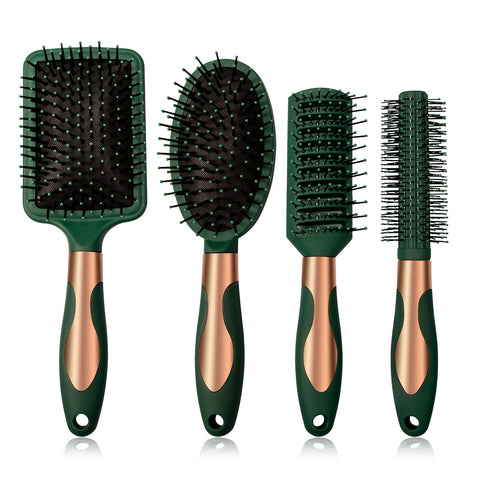 HairBrush Set Anti Static Massage Oval Comb Round Hair Brush Vent Hair Brush Detangling Brush Paddle Brush for Women Men Green