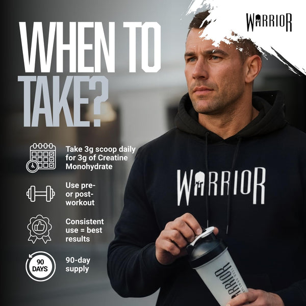 Warrior Creatine Monohydrate Powder 300g (100 Servings) – Pure Micronised Creatine Powder Supplement for Men & Women, Pre & Post Workout Strength, Muscle Growth & Recovery, Vegan – Unflavoured