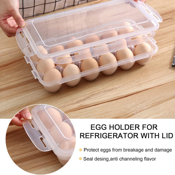 DHYLRICHER 2 Pack Modern Transparent Plastic Egg Trays, Rectangular, Holds 36 Eggs, Fits 18x2 Eggs, Sturdy, Freezer Safe, Hand Wash Only