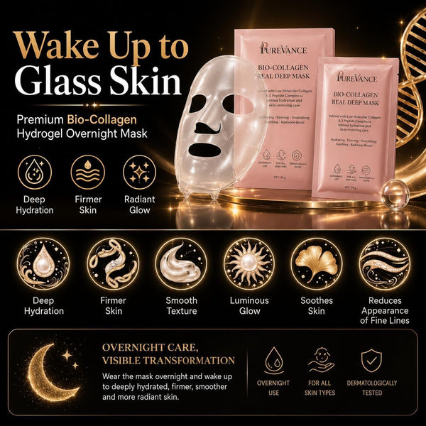 10pc Glass Skin Bio-Collagen + Hyaluronic Acid Hydrogel Face Mask