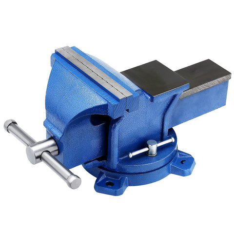 Holdfiturn 6 Inch Table Vice Heavy Duty Bench Vice with 360 Degrees Swiveling Base Cast Iron Workshop Vise for Workshop Factory, Blue