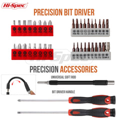 Hi-Spec 56pc Electronics Repair & Opening Tool Kit Set for Laptops, Devices, Computers, PC Building & Gaming Accessories. Precision Small Screwdrivers with Pry Tools