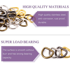 Swpeet Assorted Multi-Purpose Metal D Ring Semi-Circular D Ring Pack of 150, Mixed, 1/2 inch