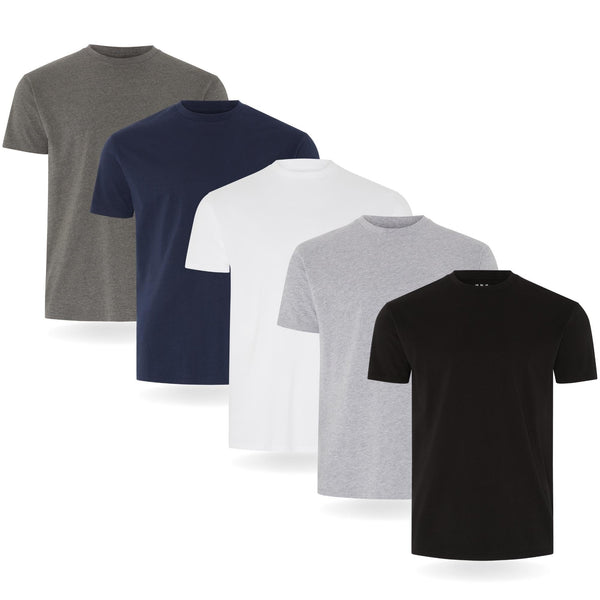 FM London 3/5-Pack Mens T Shirt - Premium Weight T-Shirts with Lightly Fitted Design - Super Soft T-Shirt Made with 100% Cotton - Stretch Men's T-Shirts for any Occasion - Durable Comfort Fit