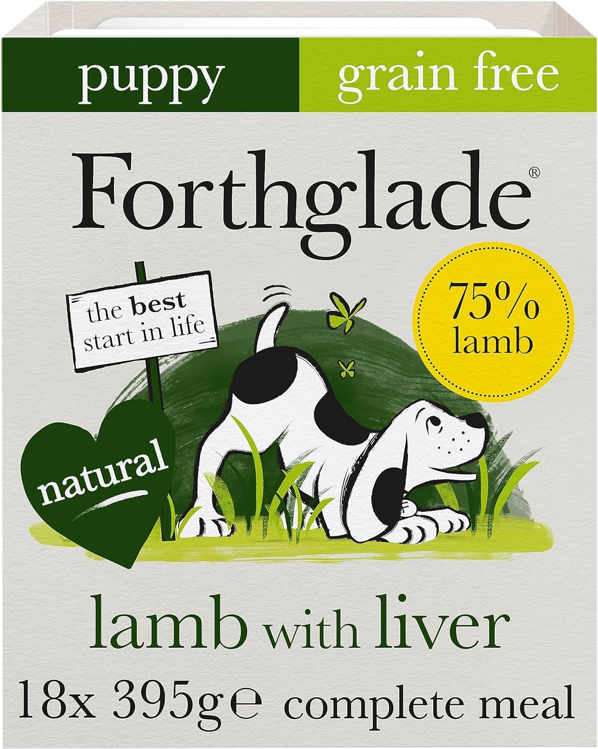 Forthglade Wet Puppy Food Variety Pack (18 x 395g Trays) - Grain Free & Hypoallergenic Dog Food, Lamb with Liver & Vegetables, Complete Meals for Puppies 2-12 Months