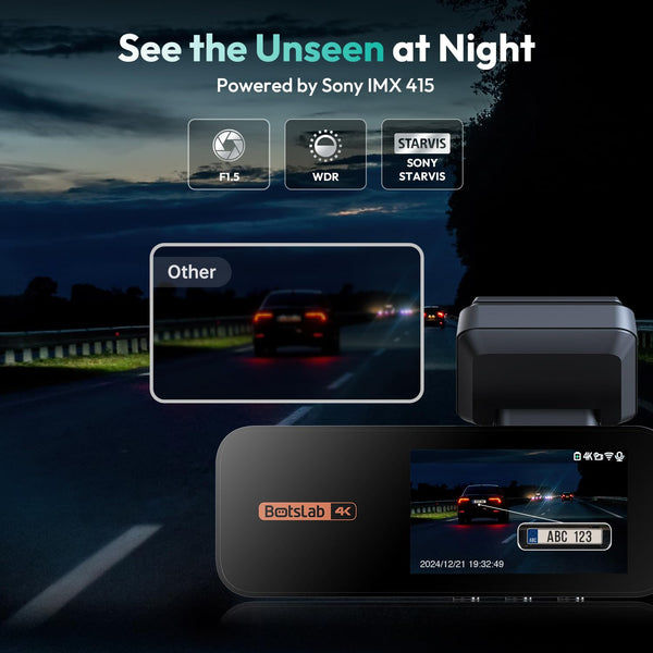 BOTSLAB 4K Dash Cam Front and Rear, Night Vision, ADAS, 2K Rear Camera, 170° Wide Angle, Built-in GPS and 5.8GHz WiFi, 24/7 Parking Mode with Voice Control and 64GB SD Card