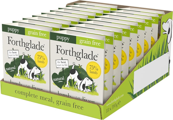 Forthglade Wet Puppy Food Variety Pack (18 x 395g Trays) - Grain Free & Hypoallergenic Dog Food, Lamb with Liver & Vegetables, Complete Meals for Puppies 2-12 Months