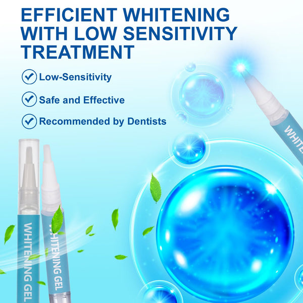 Riatanxi LED Teeth Whitening Kit: Blue Light Teeth Whitener with Bleaching Gel - Effectively Removes Stains from Coffee, Tea & Smoking - Safe, Fast, and Gentle for Sensitive Teeth
