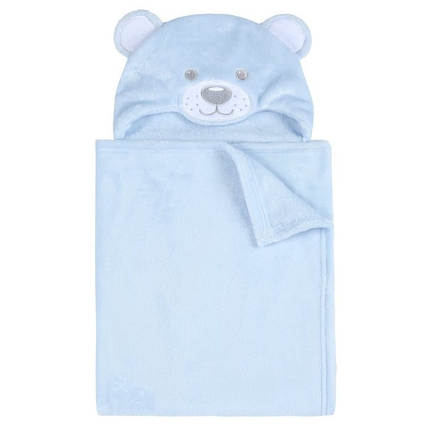 Lora Dora Baby Boys Girls Hooded Fleece Blanket Newborns Bear Rabbit Cuddle Wrap Baby Robe Blue