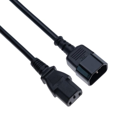 Power Extension Cord AC Kettle Lead UK IEC C13 to C14 1.5m PC Supply Cable Male to Female Compatible with Computer Monitor Printer PDU UPS Systems Servers Audio/Visual Equipment (Black)