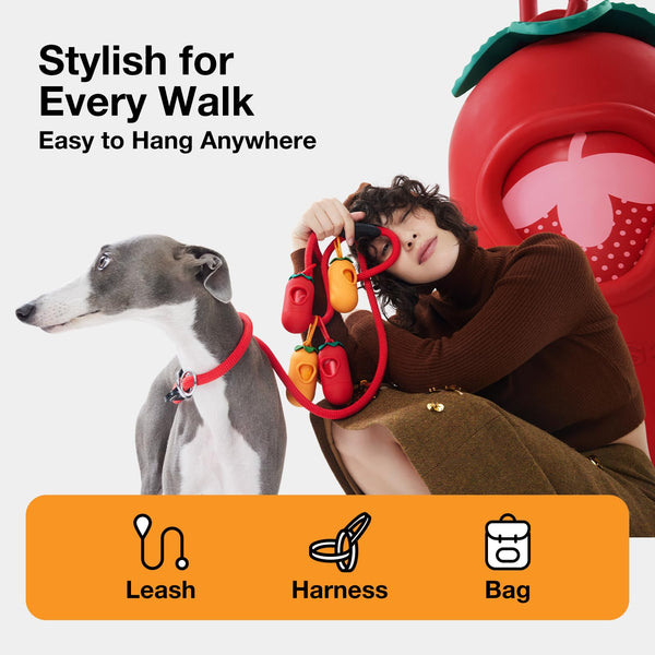VETRESKA Orange Scented Dog Poop Bags with Holder - 105 Extra Thick & Large Leak Proof Pet Waste Bags | Refill Roll for Dog Walking, Cat Litter | Strong, Long-Lasting Fresh Scent Poo Bags, Orange
