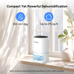 Dr. PREPARE 1000ml Dehumidifiers for Home, Small Dehumidifier for Bedroom, Ultra-Quiet, Auto Off, 3 Timer Functions, Portable Dehumidifier Remove Damp, Mold for Dorms, Offices, RVs, Garages - White