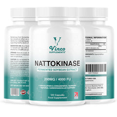 Vinco Nattokinase 200mg 4000FU – 120 Capsules – High Strength Japanese Natto Enzyme – Supports Heart Health, Blood Flow, Circulation and Blood Pressure – Non-GMO, Gluten Free – Made in UK