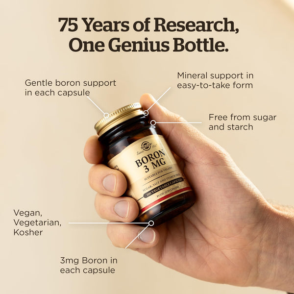 Solgar Boron 3 Mg Vegetable Capsules - Food Supplement, 100 Capsules (Pack of 1) - Vegan, Gluten Free