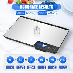 Large Digital Kitchen Scales 15kg, Precision Food Weighing Scale with 1g Accuracy, Optimized Auto Shutdown (3, 10 & 60 Mins), LCD Display, Grams & Oz, Ideal for Home Use, Cooking & Baking