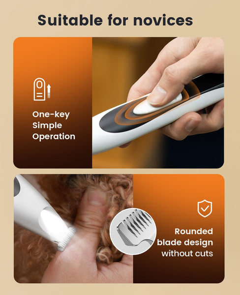oneisall Low Noise Dog Paw Trimmer with LED Light, Paw Trimmer for Dogs &Cats, 20mm Widen Blade, Cordless Rechargeable Pet Shaver for Paws, Eyes, Ears, Face