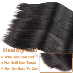 Straight Brazilian Virgin Human Hair Weave 3 Bundles Silky Straight 12A Grade Unprocessed Human Hair Extensions For Black Women Natural Black 100g/pc (Straight Hair Bundles, 10 12 14 Inch)