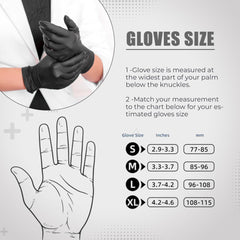 Black Nitrile Disposable Gloves - Latex-Free, Powder-Free, Pack of 100, Strong and Puncture-Resistant, Medical, Food Handling, Tatoo Barber Shop Gloves (Large)