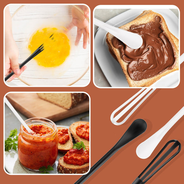 Andibro Multifunctional Mini Whisk, 2 Pcs Small 2 in 1 Whisk Utensil Mini Sugar Spoon Small Mixing Balloon Whisk Wisking Tool Set for Blending Beating Ingredients Mixing Sauces