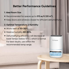 Dr. PREPARE 1000ml Dehumidifiers for Home, Small Dehumidifier for Bedroom, Ultra-Quiet, Auto Off, 3 Timer Functions, Portable Dehumidifier Remove Damp, Mold for Dorms, Offices, RVs, Garages - White