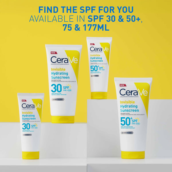 CeraVe Invisible Hydrating Sunscreen SPF 30, For Body & Face, 177ml