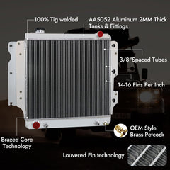 Cubauto 3 Row Aluminum Radiator Compatible For 87-06 Jeep Wrangler YJ/TJ 2.4L 2.5L 4.2L 4.0L 3 Core Radiators