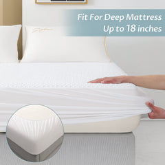 Reaks Queen Size Bed Waterproof Mattress Protector-Cooling Mattress Cover with Fitted Deep Pocket Up to 18''