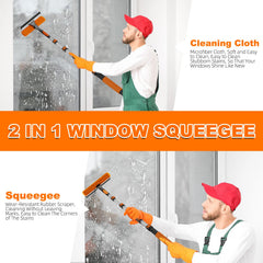 SISUPASSIE 7.2m Telescopic Window Cleaner, Professional Window Cleaning Equipment with Extendable Window Cleaning Pole and 25cm Window Squeegee, Long Reach Window Cleaner Tool for Outdoor/Indoor Use