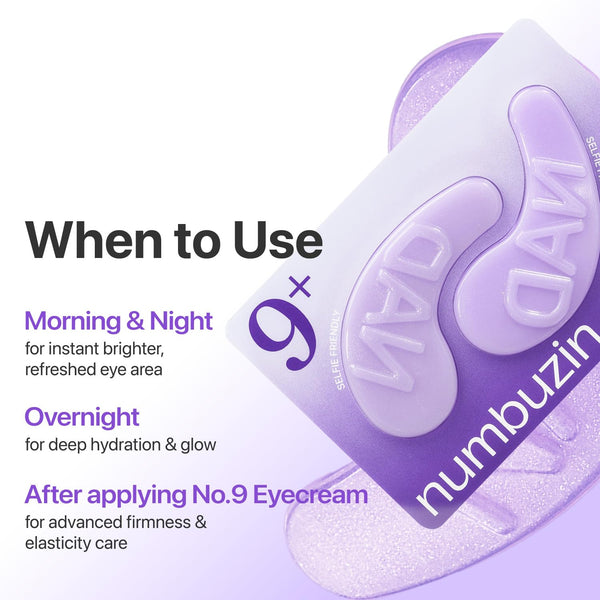 numbuzin No.9 Under Eye Patches with NAD+ & Collagen | Cooling Eye Patches for Dark Circles & Puffiness | Firming Hydrogel Eye Masks with Caffeine & Niacinamide | 5 Pairs (10 Patches)