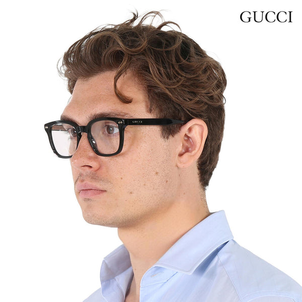 Gucci GG0184O Square Shape Eyeglasses + Bundle with eSHADES Luxury Eyewear Kit, Black, 50 mm