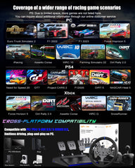 PXN V99 Gaming Steering Wheel, Driving Force Feedback Steering Wheel with Pedals and Shifter - 3.2NM, 270°&900°, 11.8 inch, 4 Paddle Shifters, Tools APP - Racing Steering Wheel for PC, Xbox and PS4