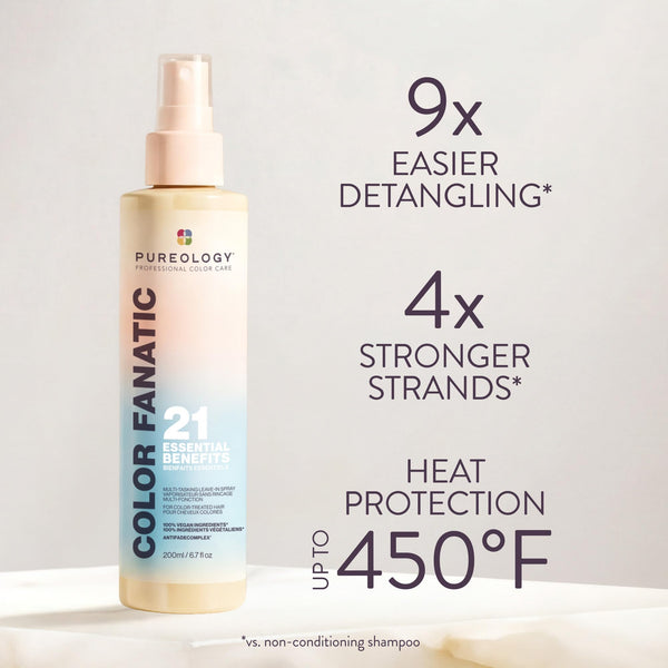 PUREOLOGY Color Fanatic Multi-Tasking Leave In Conditioner Spray, 21 Benefits for Colour-Treated Hair, Heat Protection & Detangler, Vegan & Sulphate Free Hair Treatment, 200ml