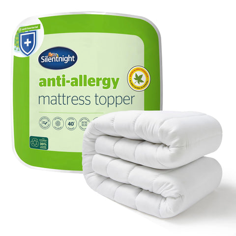 Silentnight Anti-Allergy King Mattress Topper - Thick Deep Mattress Pad Protecting Against Allergies and Dust Mites - Hypoallergenic and Machine Washable - King Bed, White