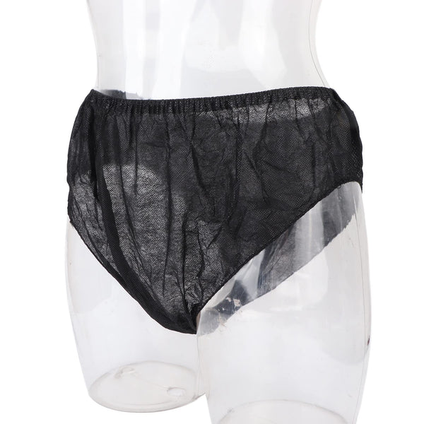 Jonlaki Men's Disposable Underwear - 10pcs Incontinence Briefs for Travel, Spa, Sauna & Salon - Soft, Breathable Black