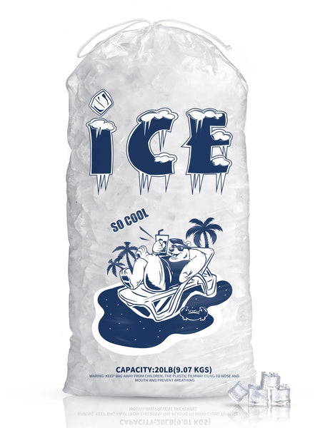 FireKylin100PackIceBags20lb,HeavyDuty,Drawstring,2MilsThickness