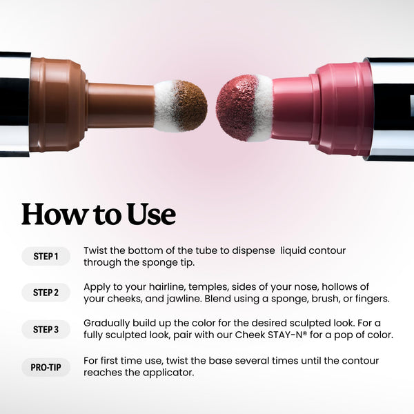 Sacheu Liquid Contour STAY-N Long Wear Bronzer Cream Contour Makeup — Long Lasting, Blendable, & Lightweight Formula — Vegan & Cruelty-free, Giving Drama