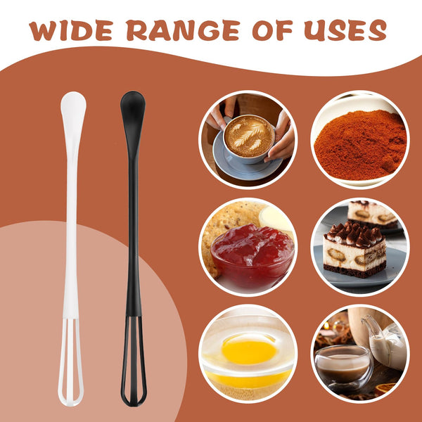 Andibro Multifunctional Mini Whisk, 2 Pcs Small 2 in 1 Whisk Utensil Mini Sugar Spoon Small Mixing Balloon Whisk Wisking Tool Set for Blending Beating Ingredients Mixing Sauces