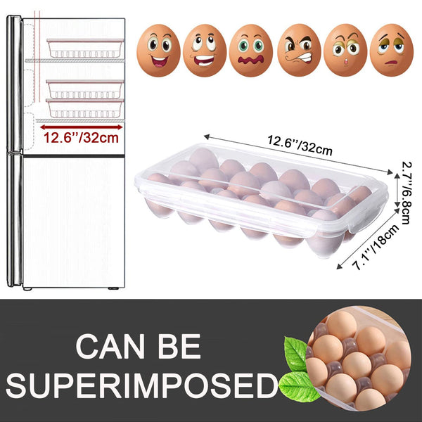 DHYLRICHER 2 Pack Modern Transparent Plastic Egg Trays, Rectangular, Holds 36 Eggs, Fits 18x2 Eggs, Sturdy, Freezer Safe, Hand Wash Only