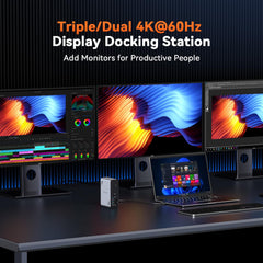 TobenONE 18 in 1 Laptop Docking Station 3 Monitors, Triple 4K Display