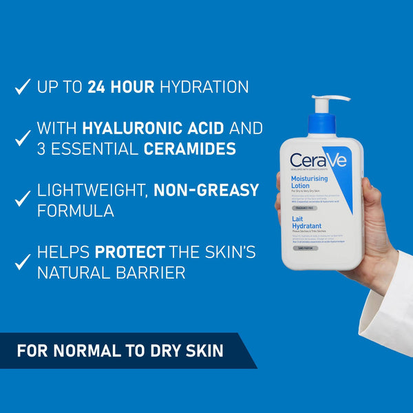 CeraVe Moisturising Lotion with Hyaluronic Acid and 3 Essential Ceramides for Dry to Very Dry Skin 473ml