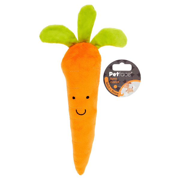 Petface Foodie Faces Fluffy Carrot Dog Toy